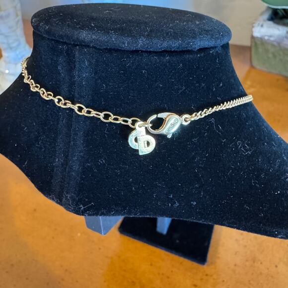 Dior Gold Toned Oval CD Rhinestone Pendant Necklace - Picture 4 of 5